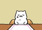 ambiguous_gender eating food fur offscreen_character simple_background solo white_body white_fur unknown_artist neko_atsume tubbs_(neko_atsume) domestic_cat felid feline felis mammal animated loop low_res short_playtime source_request