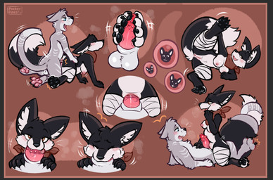 animal_genitalia animal_penis anthro anthro_on_anthro anthro_penetrated anthro_penetrating anus backsack balls bandage bandaged_leg big_ears black_body black_fur blue_eyes blush border breasts breath brown_eyes cheek_bulge clothing cowgirl_position doggystyle dominant dominant_female dominant_male duo expressive eyes_closed feet feline_genitalia feline_penis female female_penetrated fluffy fluffy_tail foot_fetish foot_play footjob from_behind_position from_front_position fur genitals grey_body grey_border grey_fur happy kerchief kneeling looking_at_another looking_at_viewer looking_down looking_pleasured lying male male/female male_penetrating male_penetrating_female neckerchief neckwear nipples nude on_back on_bottom on_side on_top oral oral_penetration ovum ovum_with_face panting penetration penile penis penis_against_pussy pleased_expression rubbing rubbing_penis seductive semi-anthro sex sex_toy sheath side_glance spread_legs spreading tail toying_partner vaginal vaginal_penetration vulva white_body white_fur wraps conditional_dnp pocketpaws chips_(zekeofgods) haiiroyuki_(zekeofgods) canid canine felid feline fennec_fox fox mammal true_fox hi_res