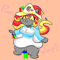 anthro clothing female fusion glitch hair highlights_(coloring) interspecies multicolored_hair panties robe solo surprise text underwear andetheslayer ande_(andetheslayer) digital_media_(artwork)