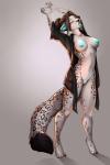 anthro breasts clothed clothing eyes_closed female fur genitals hair nipples open_mouth pussy simple_background solo standing stretching tongue white_body white_fur robyn_paperdoll elysia_(shadowkitteh123) felid mammal pantherine snow_leopard 2018 digital_media_(artwork) hi_res