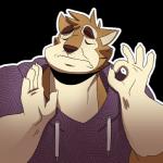 anthro brown_body brown_fur clothed clothing fur gesture hand_gesture hoodie humor male ok_sign outline simple_background solo topwear transparent_background white_body white_fur baraking disney just_right the_emperor's_new_groove pacha_(the_emperor's_new_groove) wachi_(character) canid canine mammal 1:1 alpha_channel half-length_portrait lol_comments meme portrait reaction_image