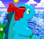 anthro cloud ribbons solo sun water mimill3 nintendo pokemon generation_2_pokemon pokemon_(species) quagsire hi_res