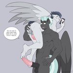 abs amber_eyes animal_genitalia animal_penis anthro balls blue_hair blue_tail bodily_fluids cellphone cum cum_in_ass cum_inside cutie_mark dialogue duo electronics equine_genitalia equine_penis erection genital_fluids genitals grey_body grey_hair grey_tail hair male male/male medial_ring mohawk multicolored_hair multicolored_penis muscular muscular_male nude penis phone precum purple_eyes smartphone tail text two_tone_hair two_tone_penis two_tone_tail wings shallowwin friendship_is_magic hasbro my_little_pony mythology rumble_(mlp) thunderlane_(mlp) equid equine mammal mythological_creature mythological_equine pegasus 1:1 english_text hi_res brother_(lore) brothers_(lore) incest_(lore) sibling_(lore)