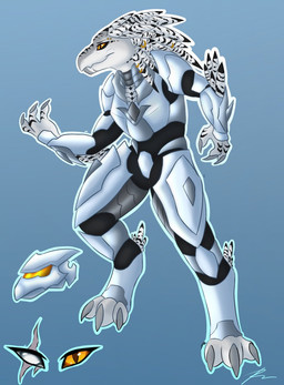 3_toes 4_fingers anthro arm_feathers arm_tuft armor black_stripes claws digitigrade feather_hair feathered_crest feathers feet female finger_claws fingers furgonomics furry-specific_piercing grey_body head_crest headgear helmet leg_tuft piercing pseudo_hair pupils ring_piercing slit_pupils solo standing striped_feathers stripes toe_claws toes tuft white_body yellow_eyes rainey_(artist) halo_(series) microsoft xbox_game_studios alien avian kig-yar scalie t'vaoan colored hi_res