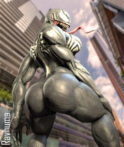 big_breasts big_butt black_body breasts building butt city day female long_tongue looking_at_viewer looking_back muscular muscular_female muscular_humanoid not_furry outside sharp_teeth sky solo teeth thick_thighs tongue tongue_out white_eyes rayhuma marvel she-venom venom_(marvel) alien humanoid symbiote 2020 3d_(artwork) digital_media_(artwork) hi_res source_filmmaker_(artwork)