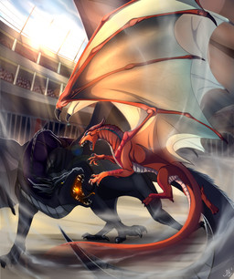 ambiguous_gender black_body black_scales claws day detailed_background duo feral horn membrane_(anatomy) membranous_wings open_mouth outside red_body red_scales scales sky spines sun tail teeth tongue wings juliagoldfox european_mythology mythology wings_of_fire dragon mythological_creature mythological_scalie nightwing_(wof) scalie skywing_(wof) western_dragon 2017 absurd_res digital_media_(artwork) hi_res