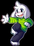 anthro barefoot blush clothed clothing feet freckles fur kemono long_ears male smile white_body white_fur young devichonee undertale undertale_(series) asriel_dreemurr boss_monster_(undertale) bovid caprine mammal 2017 alpha_channel hi_res