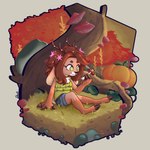 accessory anthro autumn comics_style fantasy female flower flower_in_hair forest fungus green_eyes hair hair_accessory hooves horn mushroom plant solo toony tree comics-toons dragon_well fairy_tales deer mammal 1:1 hi_res