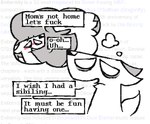 ambiguous_gender anthro blush dialogue empty_eyes fantasizing solo speech_bubble stated_incest tail text text_background text_box thought_bubble blu_moon boxdog canid canine canis domestic_dog mammal animated english_text greyscale monochrome short_playtime spot_color female_(lore)