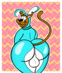 absurd_res anthro backsack balls big_balls big_butt black_eyes black_nose blue_costume brown_body brown_fur bunny_costume butt canid canine canis clothing costume domestic_dog easter freckles fur genitals great_dane hanna-barbera hi_res holidays looking_at_butt looking_at_own_butt looking_back male mammal mastiff molosser presenting presenting_hindquarters rear_view scooby-doo scooby-doo_(series) shy solo suit tail thick_thighs veggieafterdark warner_brothers wide_hips