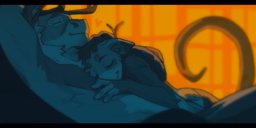 anthro anthro_on_anthro antlers biped closed_smile cuddling duo eyelashes eyes_closed female female_anthro fingerless_(marking) fingers fur hair heart_symbol horn interspecies long_tail lying male male/female male_anthro mouth_closed on_back romantic romantic_couple smile tail tasteful nitani american_opossum deer mammal marsupial new_world_deer reindeer 2025 digital_drawing_(artwork) digital_media_(artwork) hi_res letterbox