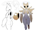 alternate_form anthro anthrofied arthropod breasts butt empty_eyes featureless_(disambiguation) female floating generation_3_pokemon goonie-san halo hi_res hole_(anatomy) insect nintendo non-mammal_breasts pokemon pokemon_(species) pokemorph shedinja simple_background sketch small_breasts solo white_background