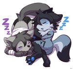 anthro black_body black_fur black_tail blue_pawpads blue_text blue_tongue butt duo eyes_closed fur fur_tuft grey_body grey_fur grey_tail inner_ear_fluff leg_markings male markings neck_tuft nude pawpads purple_text simple_background sleeping socks_(marking) sound_effects tail text tongue tuft vowelless vowelless_sound_effect white_background zzz sukiya mythology athera lumikin canid canine canis dragon furred_dragon furred_scalie mammal mythological_creature mythological_scalie scalie wolf hi_res