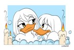 anthro bathing bathing_together bedroom_eyes bubble_bath candle canon_couple duo eye_contact female female/female imminent_intimacy looking_at_another narrowed_eyes nude romantic romantic_couple seductive kinkypeach disney ducktales ducktales_(2017) lena_(ducktales) webby_vanderquack 2024 hi_res