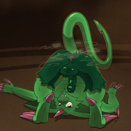 abs anthro anus arm_spikes balls butt claws dewclaw elbow_spikes flaccid foreskin furry_balls furry_legs genitals humanoid_genitalia humanoid_penis male musk penis pose presenting presenting_anus smile solo spikes spikes_(anatomy) teeth toothy_grin toothy_smile argon_vile yu-gi-oh! feral_imp_(yu-gi-oh) duel_monster imp monster 1:1 hi_res