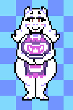 alternate_universe anthro bedroom_eyes big_breasts big_butt biped blush breasts butt checkered checkered_background female front_view lipstick makeup narrowed_eyes pattern_background seductive simple_background solo sprite standing thick_thighs sabs under(her)tail undertale_(series) toriel bovid caprine goat mammal 2:3 digital_media_(artwork) pixel_(artwork)
