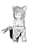 anthro aroused asian_clothing breasts cleavage_cutout clothed clothing covering covering_self cutout eyelashes female front_view hand_fan holding_fan holding_object inviting kemono leaning leaning_forward looking_down narrowed_eyes partially_clothed quills_(anatomy) solo octobland sega sonic_the_hedgehog_(series) amy_rose eulipotyphlan hedgehog humanoid mammal hi_res monochrome sketch