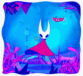 ambiguous_gender biped cloak clothed clothing cogfly detailed_background empty_eyes flying looking_at_viewer melee_weapon outside solo standing weapon weapon_on_back wings cyrifikuse hollow_knight:_silksong hollow_knight_(franchise) team_cherry hornet_(hollow_knight) arthropod 2026 animated hi_res