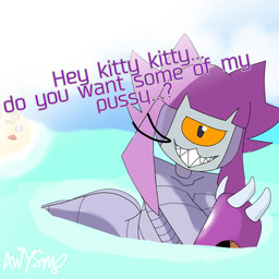 anthro beach big_breasts big_butt breasts butt dialogue female flirting flirting_with_viewer group lying machine male nude nude_female on_front partially_submerged patty_cake smile smiling_at_viewer trio awtysm_central gameoverse glitch_productions kaboodle_(gameoverse) kit_bodega malice_(gameoverse) domestic_cat felid feline felis mammal robot robot_anthro hi_res meme