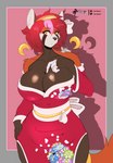 anthro asian_clothing big_breasts breasts cleavage clothed clothing east_asian_clothing female fully_clothed hair japanese_clothing kimono looking_at_viewer red_hair simple_background solo yellow_eyes sly_shadex ailurid mammal red_panda hi_res