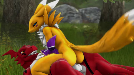 abs animal_genitalia animal_penis anthro anthro_on_anthro anthro_on_top anthro_penetrated anthro_penetrating anthro_penetrating_anthro areola arm_markings balls balls_deep big_butt big_penis biped black_markings black_sclera blue_eyes bouncing_balls bouncing_breasts breasts butt chest_markings claw_marks claws cowgirl_position dominant dominant_anthro dominant_female duo erection exposed_breasts eye_contact feet female female_focus female_on_top female_penetrated fingers fluffy fluffy_tail forest from_front_position fur genitals hair half-closed_eyes interspecies leg_markings looking_at_another looking_at_partner male male/female male_on_anthro male_on_bottom male_penetrating male_penetrating_anthro male_penetrating_female markings muscular narrowed_eyes nature nature_background navel nipples nude on_bottom on_top open_mouth open_smile outside paws pecs penetration penile penile_penetration penis penis_in_vagina plant red_body red_penis sex smile smirk solo_focus submissive submissive_male tail tail_markings teeth thick_thighs toe_claws tree vaginal vaginal_penetration white_balls white_body white_fur yellow_body yellow_fur devilscry warfaremachine_(modeler) bandai_namco digimon canid canine digimon_(species) dinosaur guilmon mammal prehistoric_species renamon reptile scalie 16:9 2026 3d_(artwork) 3d_animation animated digital_media_(artwork) high_framerate loop no_sound short_playtime source_filmmaker_(artwork) video widescreen
