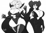 alternative_fashion anthro armwear big_breasts breasts cleavage clothed clothing cosplay costume duo elbow_gloves female fully_clothed gloves goth hair handwear huge_breasts long_hair mature_anthro mature_female nipple_outline side_slit tight_clothing trad_goth jaeh battletoads cartoon_network disney elvira:_mistress_of_the_dark foster's_home_for_imaginary_friends goof_troop rareware dark_queen_(battletoads) elvira_(mistress_of_the_dark) frankie_foster peg_pete canid canine human mammal 2013 crossover digital_media_(artwork) greyscale monochrome mother_(lore) parent_(lore)