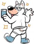 anthro biped blue_clothing blue_footwear blue_shoes briefs butt clothed clothing eyewear footwear glasses grey_waistband male selfie shoes simple_background solo standing tighty_whities topless underwear white_background white_briefs white_clothing white_underwear goronic hanes doug_(goronic) bull_terrier canid canine canis domestic_dog hunting_dog mammal terrier digital_media_(artwork) full-length_portrait portrait