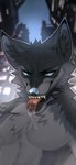 against_surface anthro blue_eyes breaking_the_fourth_wall building city fur licking lidded_eyes lights male on_glass skyscraper solo tongue tongue_on_glass tongue_out angiewolf canid canine canis mammal wolf 2022 hi_res watermark