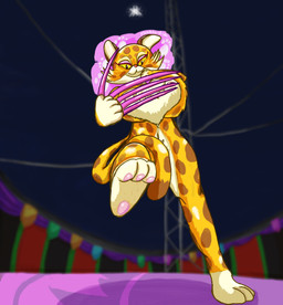 anthro breasts claws colored_nails countershading covering covering_breasts covering_crotch feet female finger_in_mouth long_nails markings nails pink_nails soles solo tail tail_markings yanntastisch kirby_(series) kirby_and_the_forgotten_land nintendo clawroline felid feline leopard mammal pantherine absurd_res hi_res