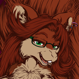 anthro buckteeth chest_tuft ear_piercing ear_ring ear_stud ear_tuft eyewear female glasses hair long_hair multiple_ear_ring piercing ring_piercing smile solo teeth tuft leksi_(artist) leksi mammal rodent sciurid tree_squirrel 1:1