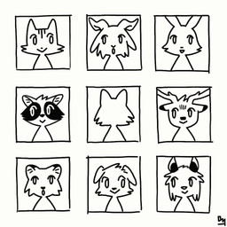 2_horns ambiguous_gender anthro antlers black_body black_fur black_nose blinking border cheek_tuft dialogue dipstick_ears ear_markings eye_roll faceless facial_tuft floppy_ears fur group horn logo markings multicolored_ears open_mouth tuft white_body white_border white_fur yupdown ambiguous_species bovid canid canine canis caprine deer domestic_cat domestic_dog felid feline felis goat lagomorph leporid mammal procyonid rabbit raccoon 1:1 2024 2d_animation animated artist_logo black_and_white headshot_portrait icon monochrome portrait