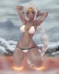 bikini blush braided_hair breasts clothing fangs female hair hands_behind_head long_hair looking_at_viewer navel open_mouth solo swimwear teeth two-piece_swimsuit pastelletta outlaw_star aisha_clanclan alien animal_humanoid ctarl-ctarl felid felid_humanoid humanoid mammal mammal_humanoid 2018 4:5 absurd_res digital_media_(artwork) hi_res