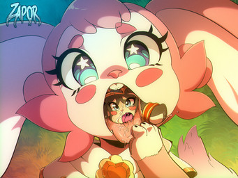 blue_eyes bodily_fluids close-up female fur long_ears macro mouth_shot open_mouth oral_vore pink_body pink_fur saliva saliva_on_tongue saliva_string size_difference soft_vore vore zapor666 honkai:_star_rail mihoyo mem_(honkai:_star_rail) pom-pom_(honkai:_star_rail) lagomorph leporid mammal rabbit