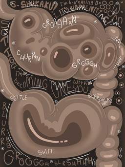 anthro dialogue digestion fatal_vore internal rumbling_stomach snuff struggling text vore koalarobot_(artist) 2026 digital_media_(artwork) hi_res story story_in_description