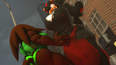 abs anthro big_bulge big_butt big_muscles big_pecs body_hair body_size_growth bulge butt chest_hair city clothing duo fist huge_bulge huge_pecs hyper hyper_bulge larger_male looking_down macro male muscular muscular_male pecs size_difference size_transformation smaller_male smug_grin surprised thick_thighs torn_clothing transformation wardrobe_malfunction angelic_endowment sega sonic_the_hedgehog_(series) fan_character shadow_the_hedgehog trial_the_echidna echidna eulipotyphlan hedgehog mammal monotreme 16:9 3d_(artwork) digital_media_(artwork) hi_res widescreen
