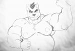 5_fingers anthro armpit_hair belly big_belly body_hair fingers front_view hair heart_symbol looking_at_viewer male musclegut muscular muscular_anthro muscular_male navel nipples nude pubes simple_background smile solo standing white_background cursedmarked butch_(cursedmarked) canid canine canis domestic_dog mammal 2017 2d_animation animated frame_by_frame half-length_portrait monochrome portrait short_playtime