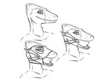 ambiguous_gender anthro ball_gag bdsm biped eyebrows feathered_crest feathers gag gag_mask gagged head_crest looking_at_viewer mask oversized_ball_gag solo tongue adeer dinosaur dromaeosaurid feathered_dinosaur feathered_scalie prehistoric_species reptile scalie theropod 2023 4:3 bust_portrait greyscale monochrome portrait