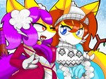 alternative_fashion anthro breast_squish breasts duo female female/female goth holidays squish winter winter_clothing blazedscarf nintendo pokemon braixen generation_6_pokemon pokemon_(species) 4:3 hi_res