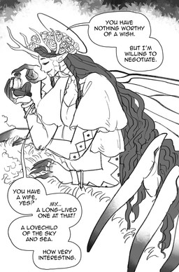 4_arms antlers breasts clothing dialogue duo female flower hair halo horn insect_wings long_hair macro male misgendering multi_arm multi_limb plant scales smile speech_bubble text wings starfleetrambo siren_and_scientist edward_(starfleetrambo) soil_goddess_(starfleetrambo) deity human humanoid mammal digital_media_(artwork) english_text hi_res monochrome sketch