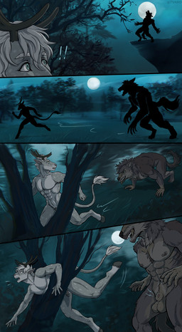 abs animal_genitalia animal_penis anthro antlers balls canine_genitalia canine_penis duo flaccid forest full_moon fur genitals hair hooves horn humanoid_genitalia humanoid_penis imminent_rape imminent_sex licking licking_lips licking_own_lips lipsticking male male/male moon muscular muscular_anthro muscular_male night nude open_mouth outdoor_nudity outside pecs penis penis_tip plant running self_lick sheath sky smile standing stuck stuck_in_tree tail tongue tongue_out tree worried tvard mythology eiden_(tvard) canid canine deer mammal mythological_canine mythological_creature werecanid werecanine werecreature werewolf absurd_res comic digital_media_(artwork) hi_res