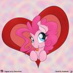 blue_eyes female fur hair heart_symbol looking_at_viewer pink_body pink_fur pink_hair solo text tongue tongue_out dfectivedvice wodahseht friendship_is_magic hasbro my_little_pony pinkie_pie_(mlp) earth_pony equid equine horse mammal pony 1:1 2016 absurd_res english_text hi_res