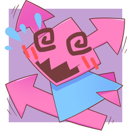 2_horns ambiguous_anthro ambiguous_gender anthro armless black_eyes blue_clothing blush blush_lines border clothing horn noseless open_mouth pink_body pink_horn pink_tail red_blush solo spiral spiral_eyes sweat_emanata tail white_border onebchan deltarune undertale_(series) computer_virus_(species) darkner digital_creature virovirokun 1:1 2021 hi_res