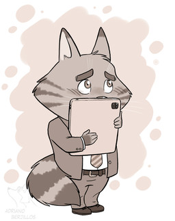 anthro blush blush_lines clothing footwear fur male necktie shoes shy simple_background solo stocky striped_body striped_fur stripes suit tablet_computer toony whiskers adriano_berjillos illumination_entertainment sing_(movie) jerry_(sing) domestic_cat felid feline felis mammal