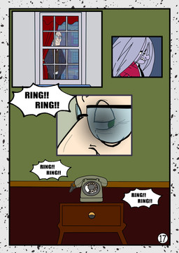bodily_fluids crying dialogue electronics eyewear glasses green_eyes human_only male not_furry phone speech_bubble tears text redundantmodule 101_dalmatian_street 101_dalmatians disney alfred_bright hunter_de_vil human mammal comic english_text hi_res
