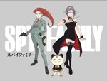 barefoot clothed clothing cosplay crossdressing crossover_cosplay dress feet footwear group gun hair handgun holding_gun holding_object holding_ranged_weapon holding_weapon larger_human pistol ranged_weapon red_hair size_difference trio weapon kianamai nintendo pokemon spy_x_family team_rocket anya_forger james_(team_rocket) jessie_(team_rocket) loid_forger meowth_(team_rocket) yor_forger generation_1_pokemon human mammal meowth pokemon_(species) crossover hi_res