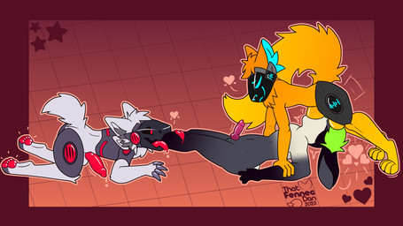 anthro anthro_on_anthro anthro_penetrated anthro_penetrating anthro_penetrating_anthro anthro_pred anthro_prey face_fucking feet_first genitals group irrumatio machine male male/male male_penetrated male_penetrating male_penetrating_male male_pred male_prey nude nude_anthro oral oral_vore partially_inside penetration penile penis penis_in_mouth protogen_visor sex simple_background smile tail tongue tongue_out tongue_wrap trio vore thatfennecdan basil_(basilthebun) equalizer_(thatfennecdan) folly_(basilthebun) lagomorph leporid mammal protogen rabbit absurd_res hi_res