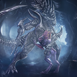 3_fingers anthro arm_feathers butt digitigrade feather_hair feathered_crest feathers female female_penetrated fingers hand_on_leg hand_on_thigh head_crest interspecies larger_male male male/female male_penetrating male_penetrating_female penetration penis_in_mouth pseudo_hair sex short_tail size_difference smaller_female smaller_penetrated spurs_(anatomy) standing standing_oral standing_sex tail tail_feathers xenophilia drakaar alien_(franchise) halo_(series) microsoft xbox_game_studios alien avian kig-yar scalie t'vaoan xenomorph colored crossover hi_res