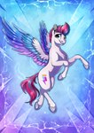 absurd_res blue_eyes cutie_mark equid equine feathers female hasbro hi_res hooves lupiarts mammal mlp_g5 multicolored_body multicolored_feathers my_little_pony mythological_creature mythological_equine mythology pegasus solo spread_wings wings zipp_storm_(mlp)