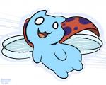 :3 5:4 ambiguous_gender arthropod blue_body blue_skin bravest_warriors cartoon_hangover catbug domestic_cat felid feline felis flying hybrid insect insect_wings mammal no_sclera pokehidden simple_background smile solo tongue white_background wings