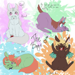1_horn ambiguous_feral ambiguous_gender animal_genitalia baby_talk balls barely_visible_balls barely_visible_genitalia black_hooves blonde_eyelashes blonde_hair blue_eyes blue_hooves blue_horn brown_body brown_fur brown_hair brown_tail buckteeth dialogue eyelashes eyes_closed feral front_view fur genitals green_body green_fur grey_body grey_fur grey_hair grey_hooves grey_tail hair happy hooves horn male male_feral open_mouth orange_eyelashes orange_hair orange_tail pink_eyes purple_body purple_eyes purple_fur sheath side_view sitting smile speech_bubble spiral_horn tail teal_wings teeth text white_horn wings yellow_tail young young_ambiguous young_feral young_male lemoncurds fluffy_pony mythology equid equine fluffy_pony_(species) mammal mythological_creature mythological_equine pegasus unicorn 1:1 2021 digital_media_(artwork) english_text hi_res